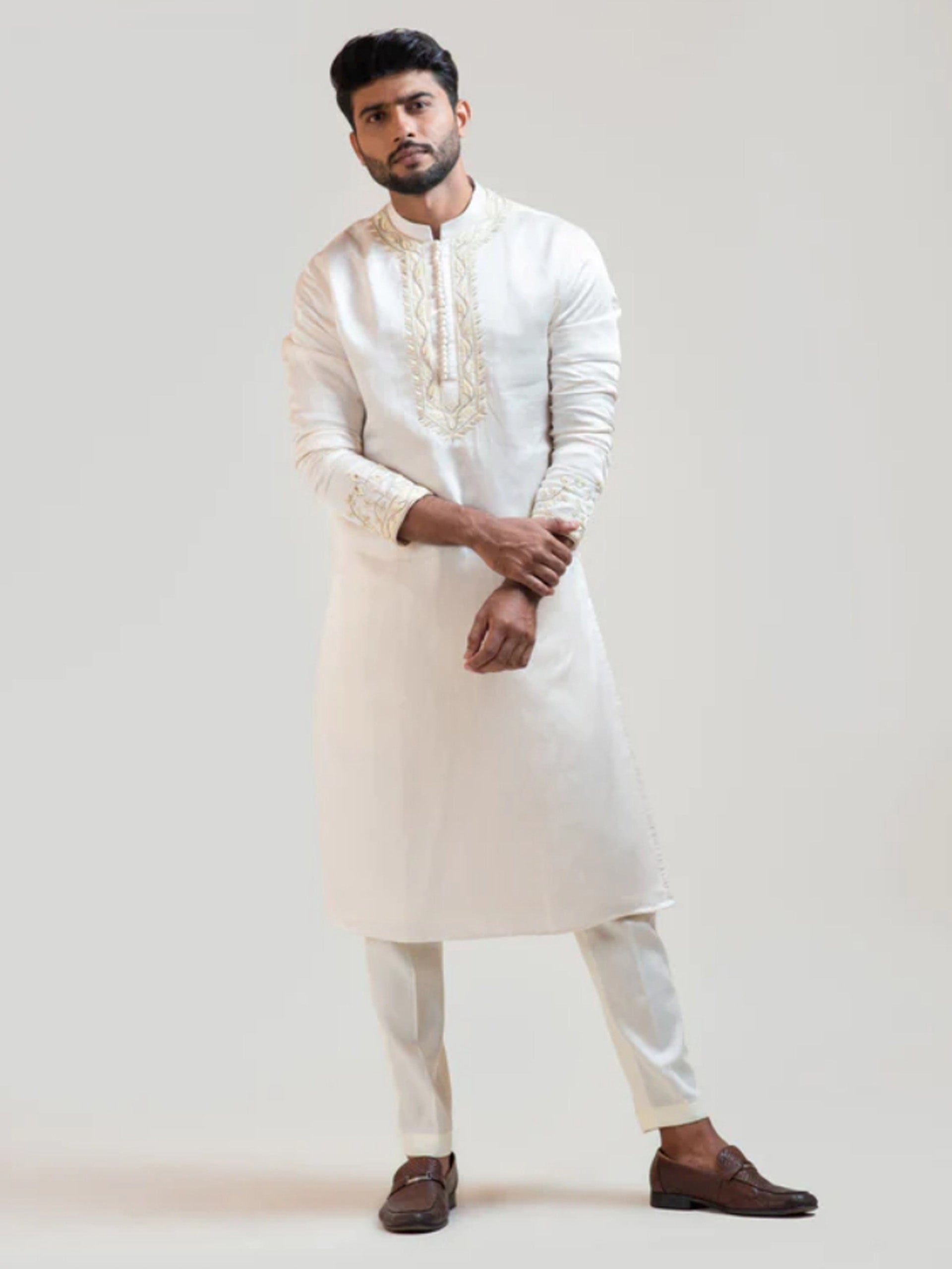 Cream Paradise Nehru Kurta Set image 4