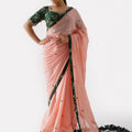 Peach Green Saree image 0