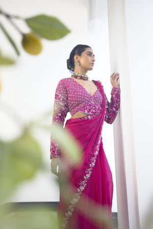 Magenta Katdana Saree image 2