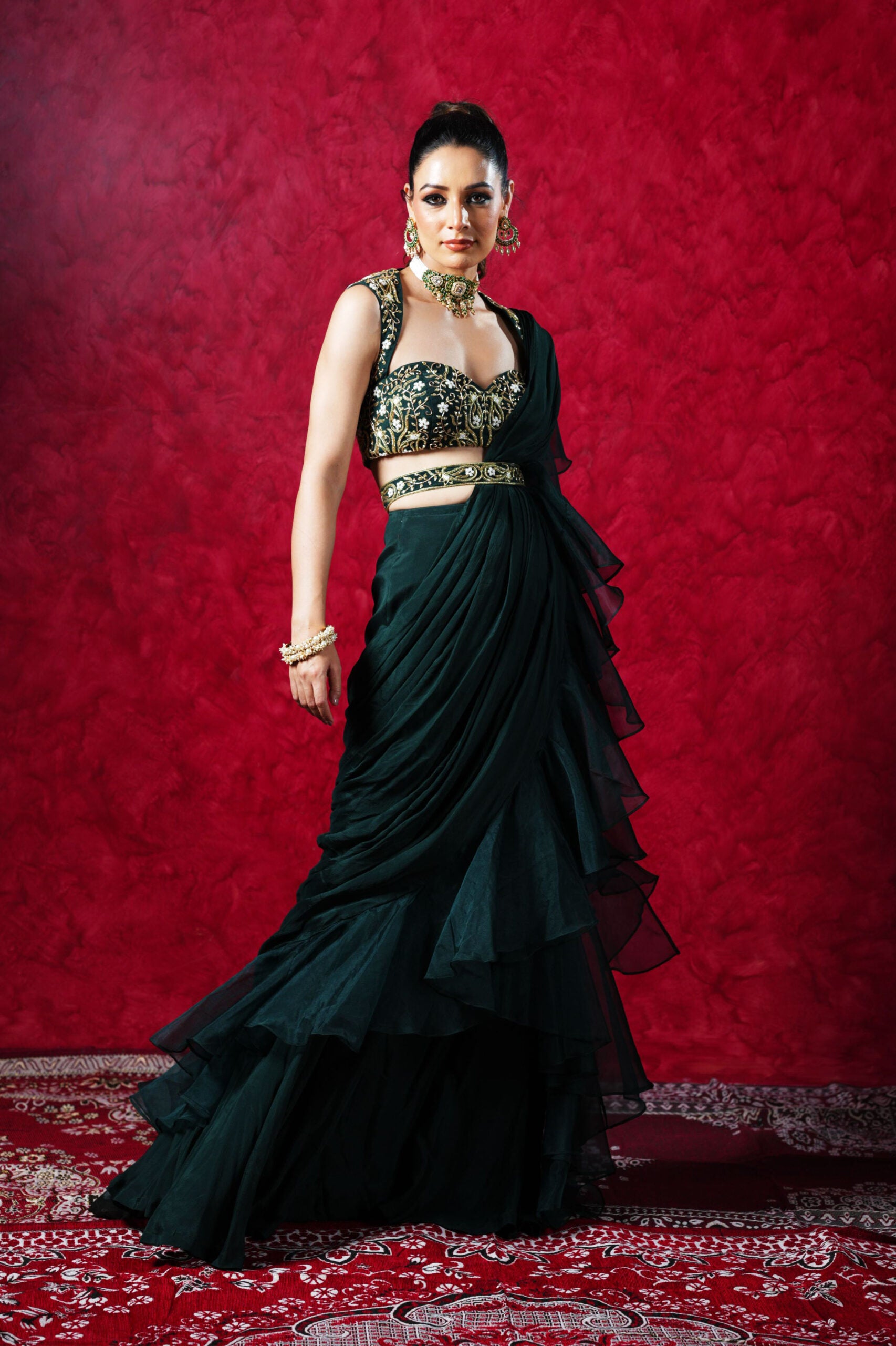 Aria Drape Skirt with Bustier and Cape image 6