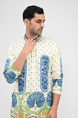 Royal Peacock Printed Kurta Full Set image 2