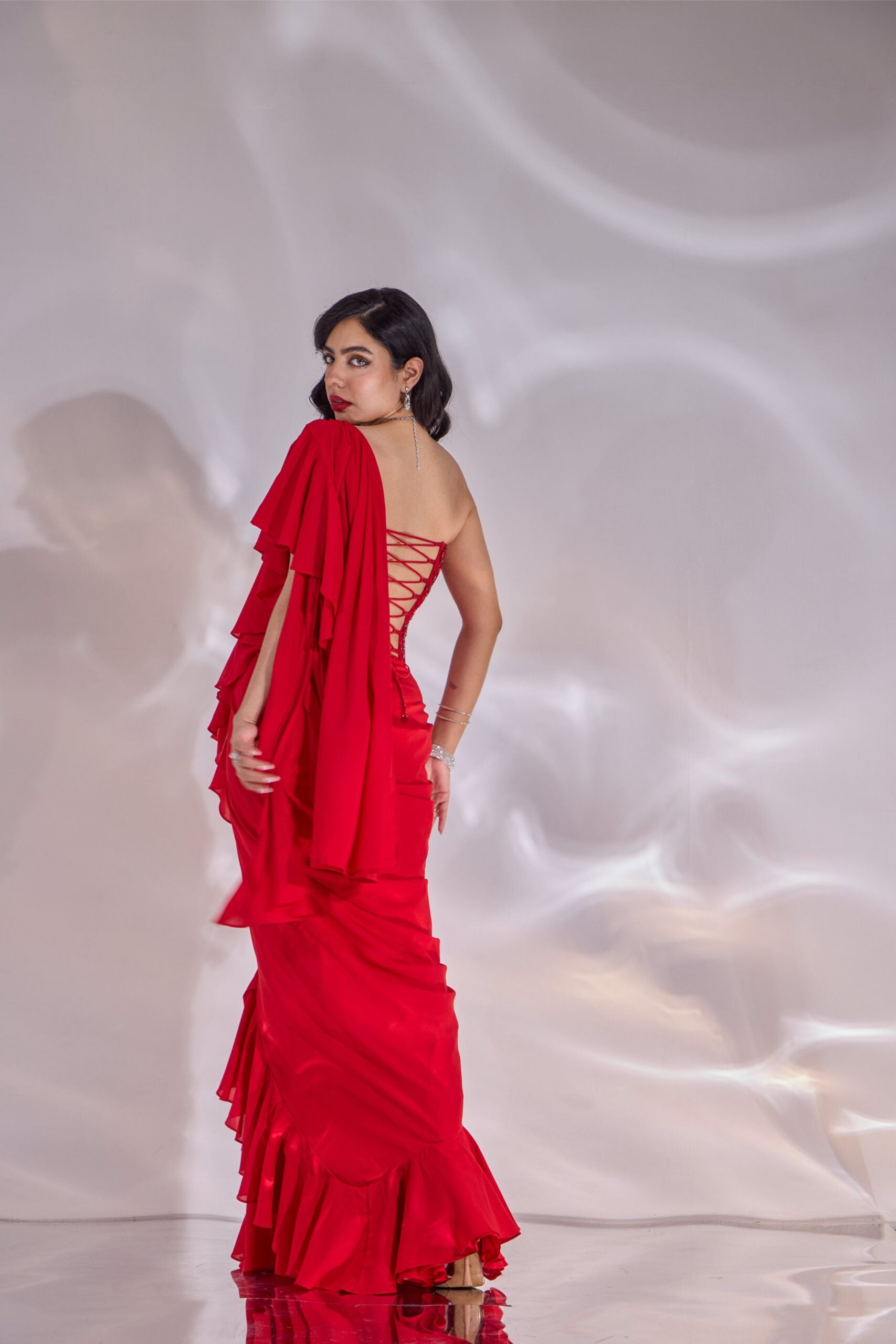 Scarlett Ruffle Saree Set with Corset image 4