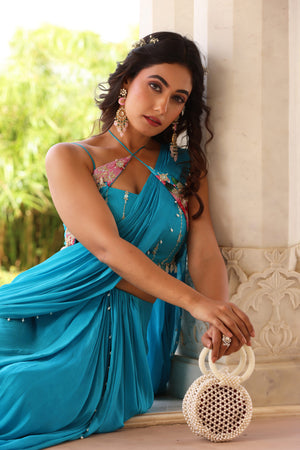 Pearl Detail Drape Saree image 12