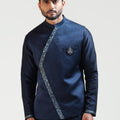 Navy Blue Overlap Nehru Jacket image 0