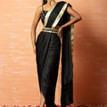 Black Pre Draped Dhoti Saree Set image 0