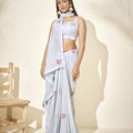 Grayish Blue Hand Crafted Saree image 0