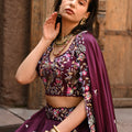 Wine Embellished Lehenga Set image 0