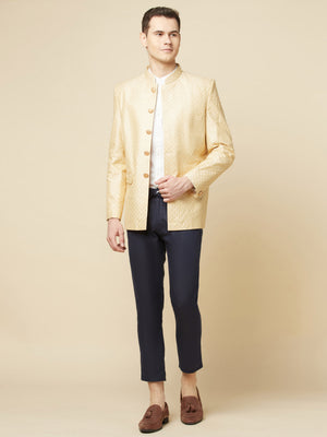 Nude Jacquard Jodhpuri Jacket image 3