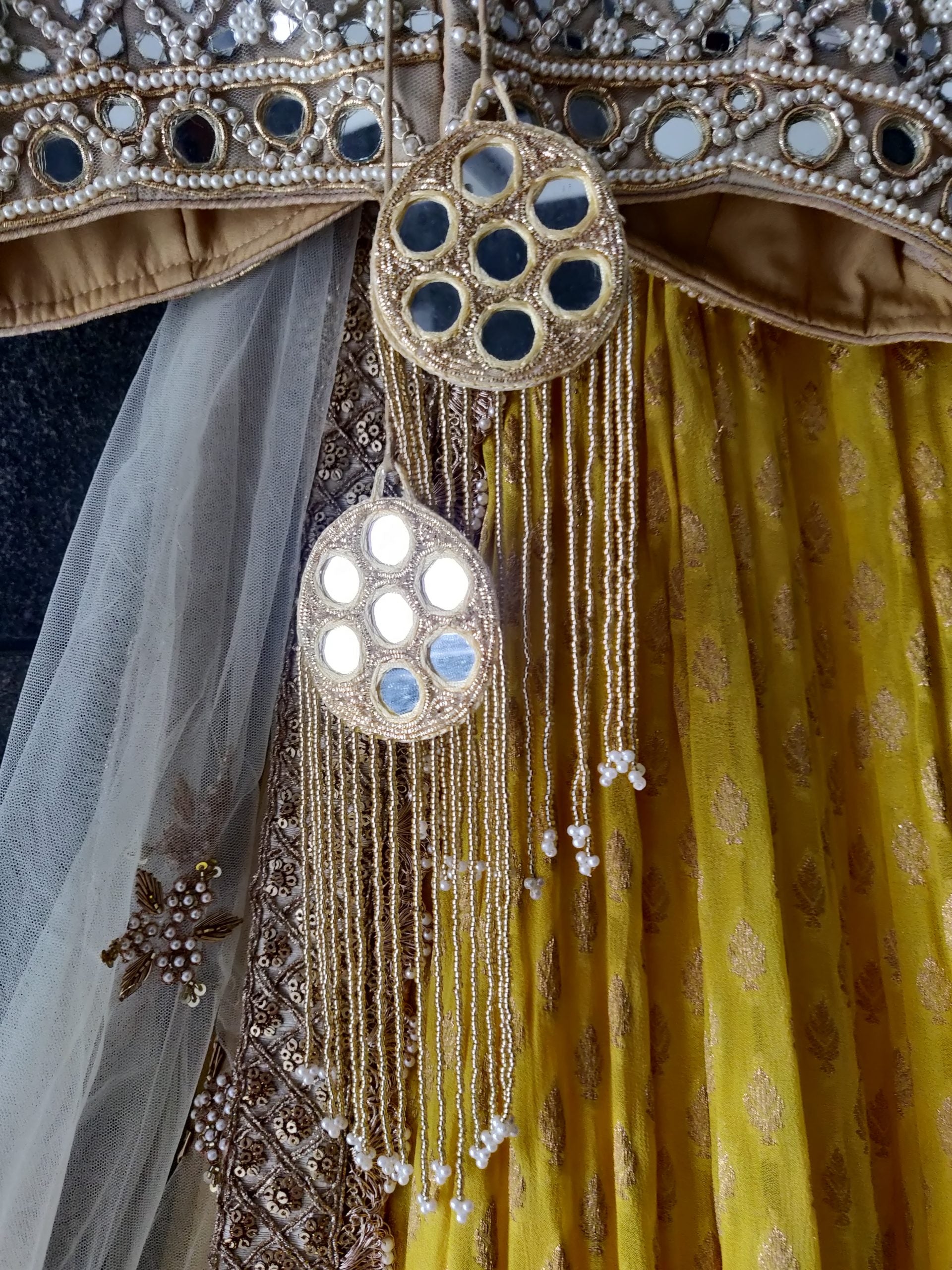 Yellow Mirror Bustier Lehenga image 3