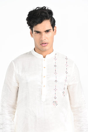 Ivory Phulkari Inspired Nehru with Embroidered Kurta Set image 10