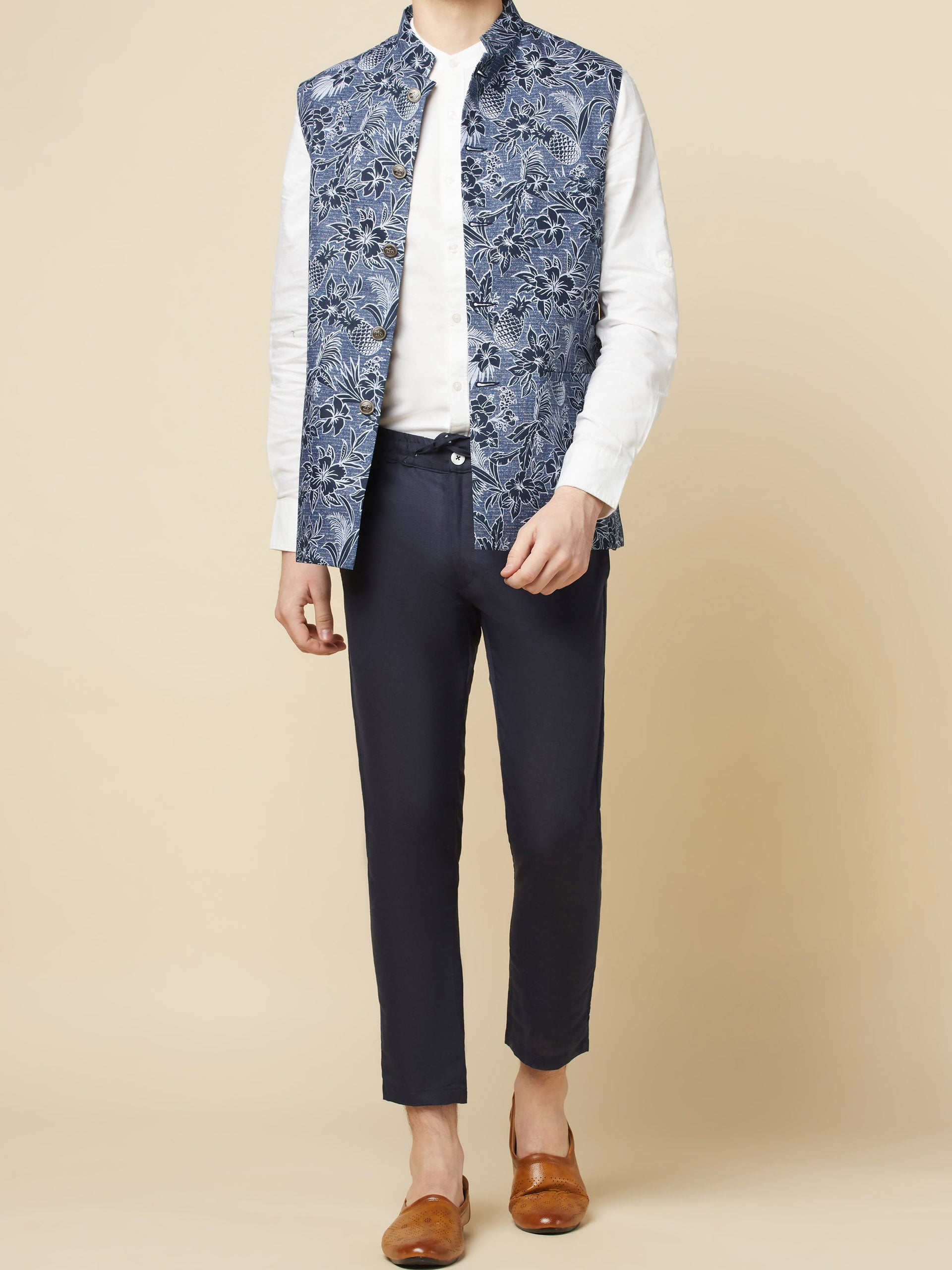 Tropical Print Bundi Jacket Set image 2