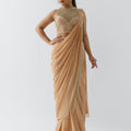 Peach Pre Drape Saree Set image 0