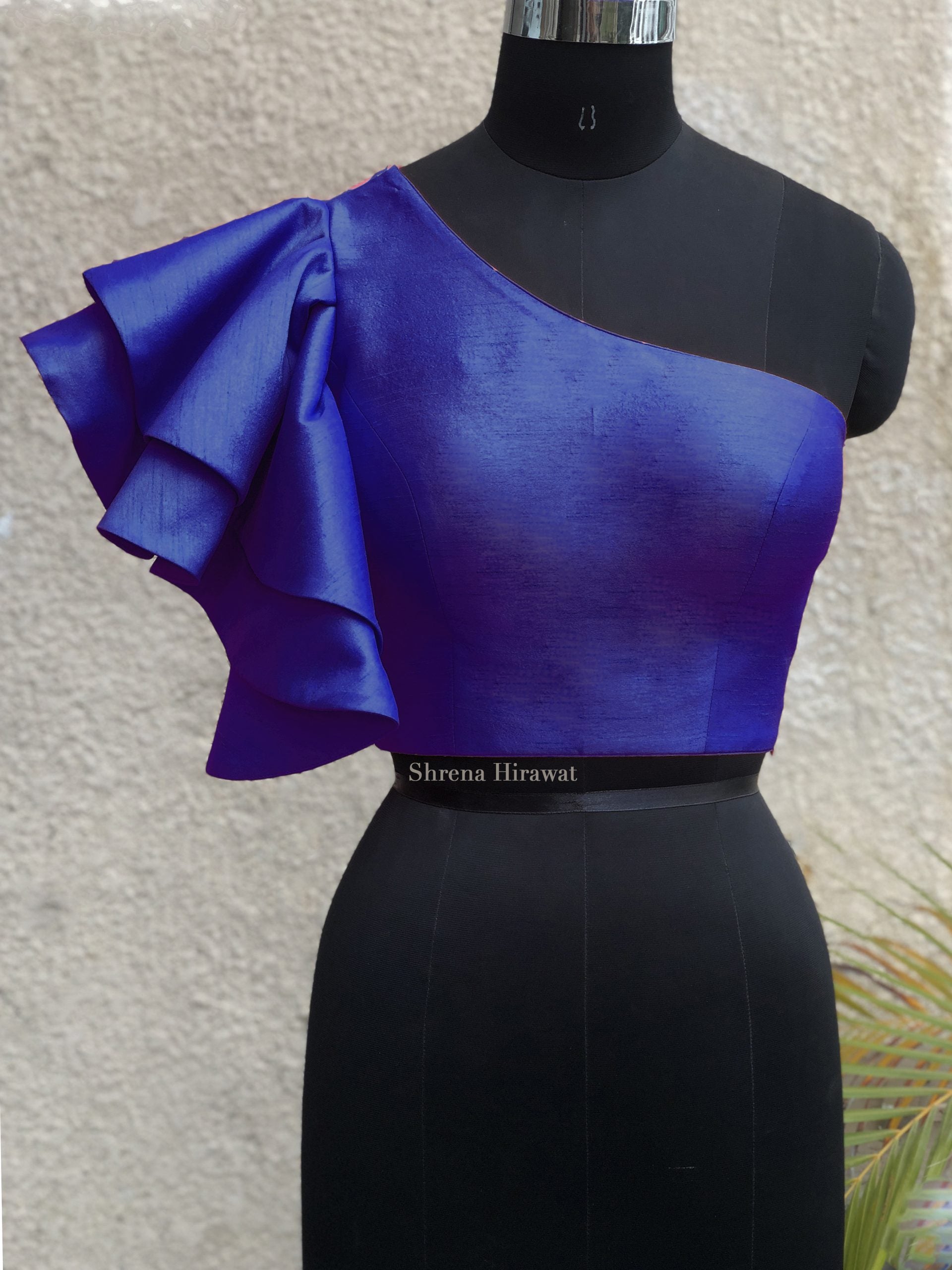 Blue Ruffle Blouse - L image