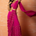 Pink Floral Sharara Saree Set image 0