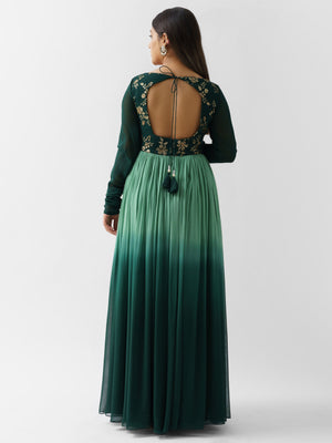 Bottle Green Ombre Anarkali image 1
