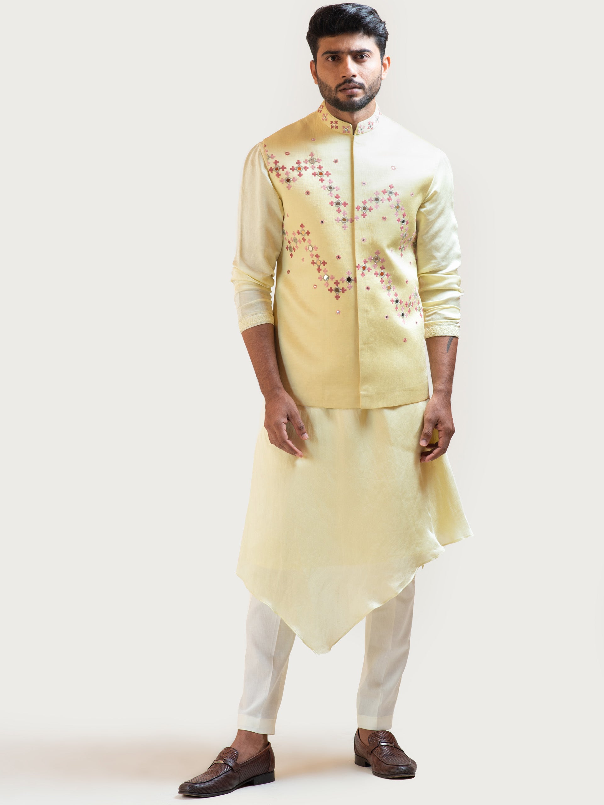 Yellow Gujarati Nehru Kurta Set image 0