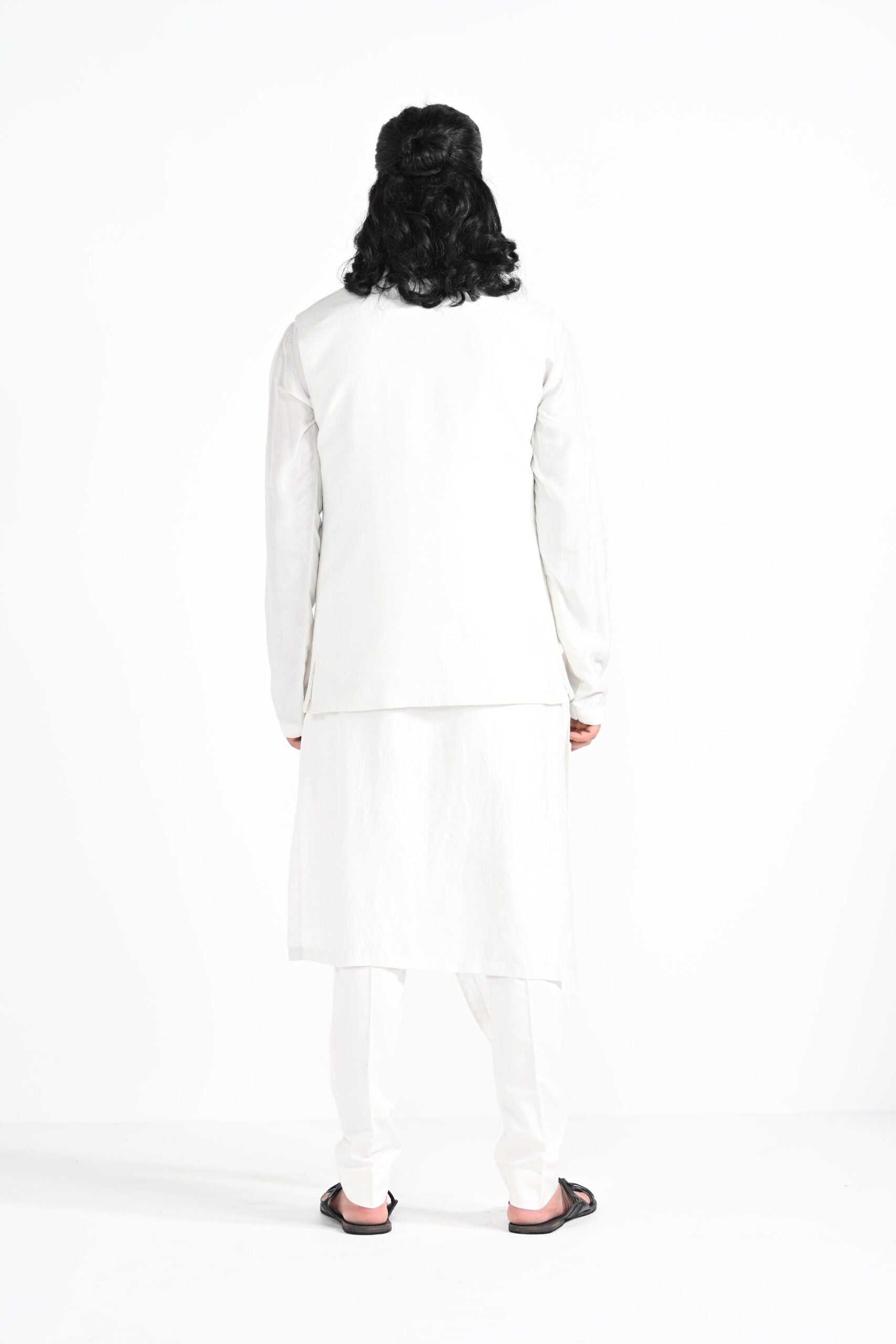 Rajasthani Peacock Work Nehru With a Drape Kurta Set image 3