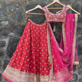 Red and Pink Bridal Lehenga image 0