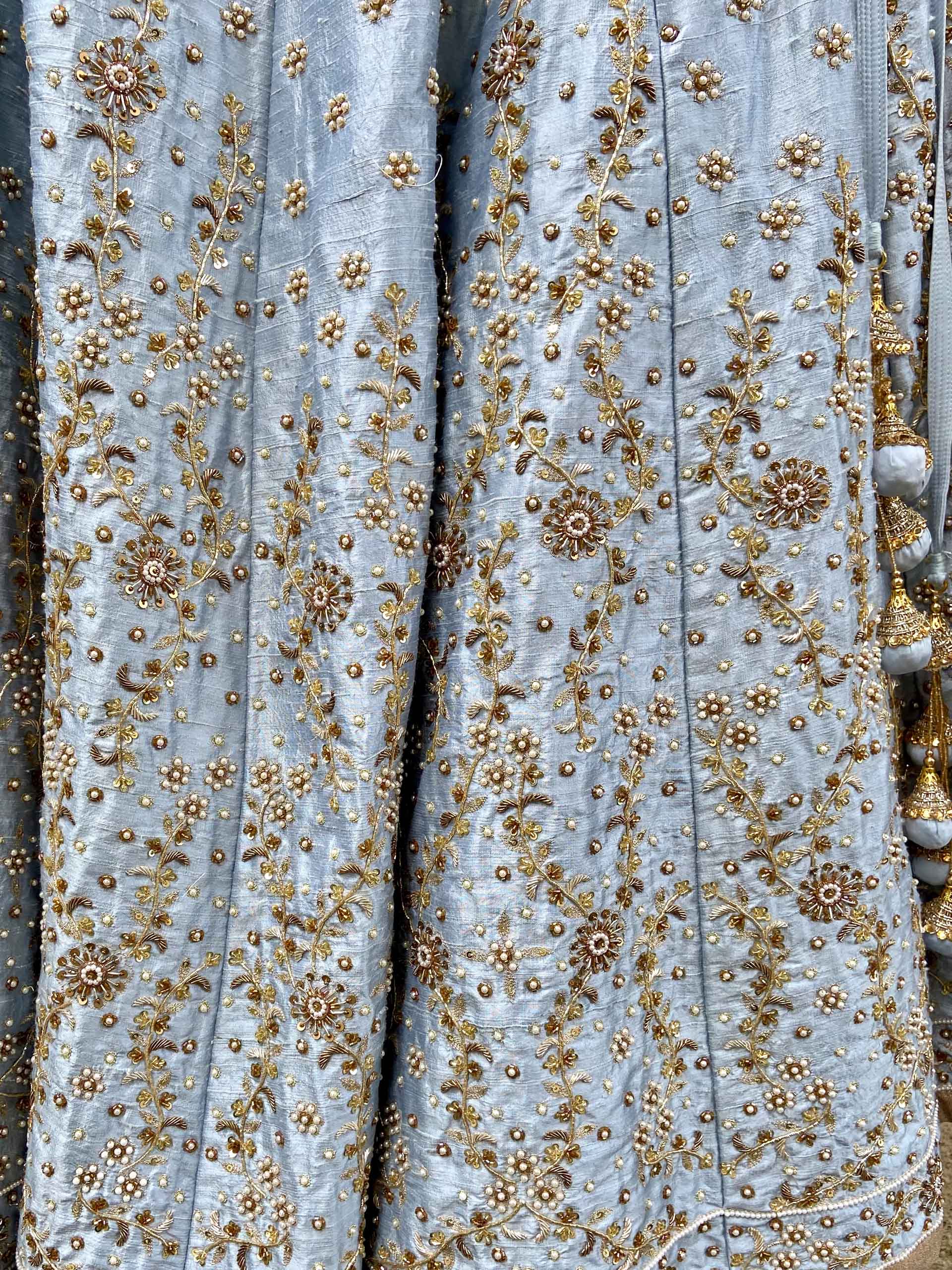 Powder Blue Bridal Embroidered Lehenga Set image 7