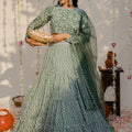 Floral Olive Green Tier Lehenga Set image 0