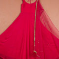 Rasberry Pink Anarkali With Mirrorwork Dupatta image 0