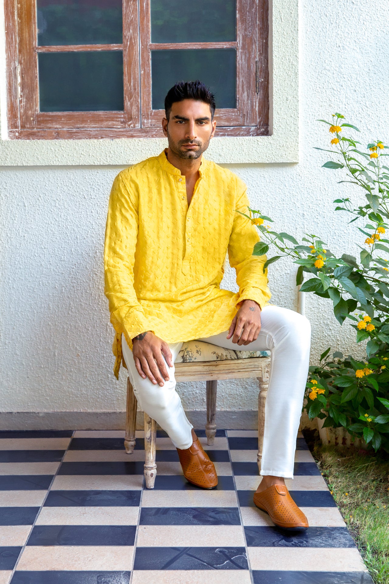 Yellow Embroidered Kurta Set image 1