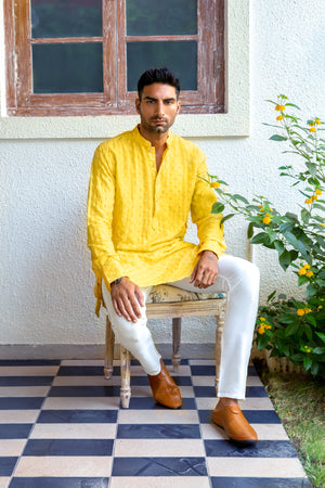Yellow Embroidered Kurta Set image 1