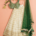 Ivory and Green Mirror Lehenga Set image 0