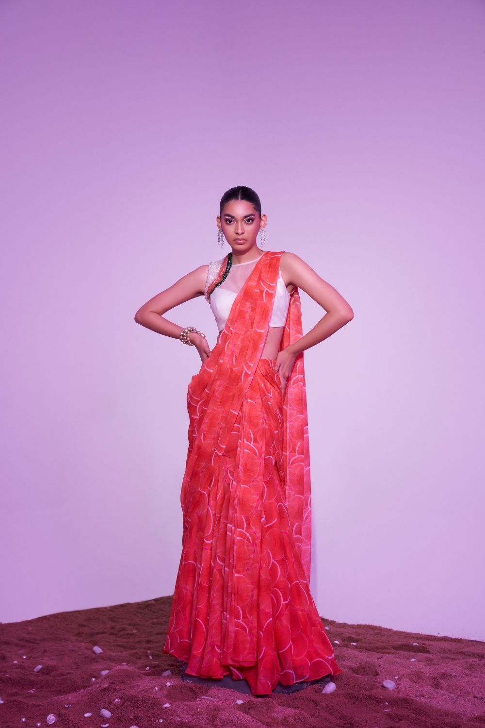 Tangerine Sea Saree - XL image