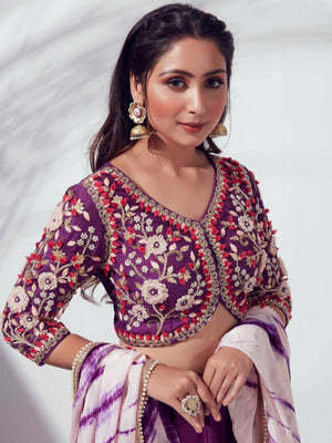 Purple Floral Lehenga Set image 1