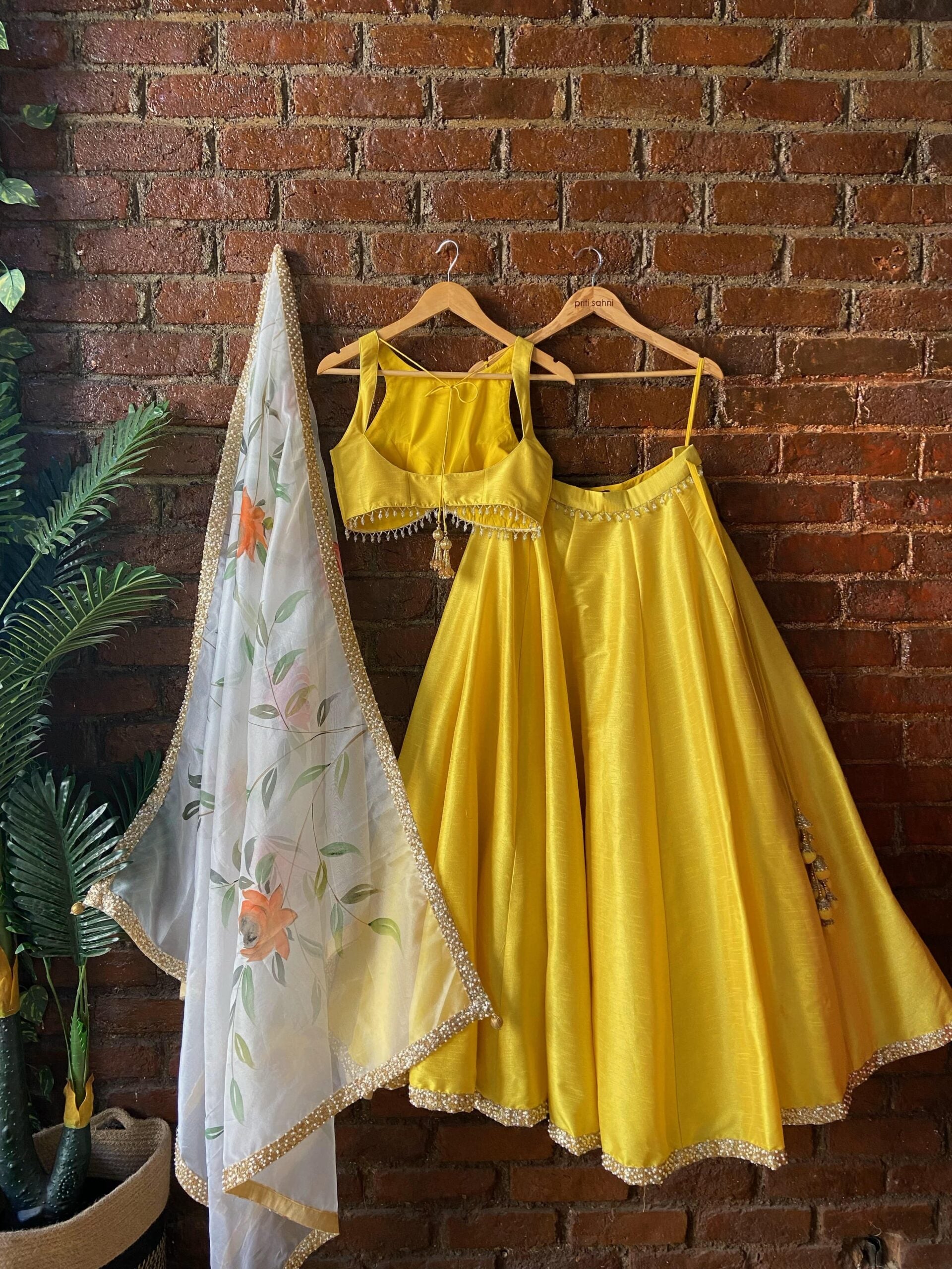 Yellow Lehenga Set with Hand Painted Dupatta image 2