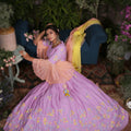 Lavender and Peach Blouse with Lavender Lehenga image 0