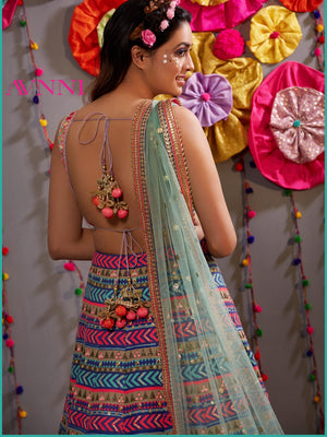 Geometric Woven Lehenga with Mirror Work and Sequins Choli Set image 1