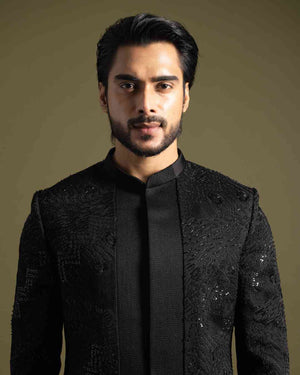 Black Achkan Set image 2