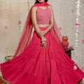 Fuchsia Pink Mirror Lehenga Set image 0