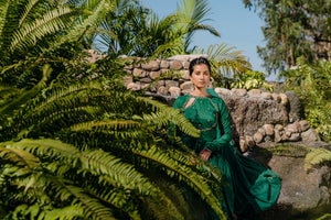 Emerald Green Embroidered Anarkali Suit Set image 1