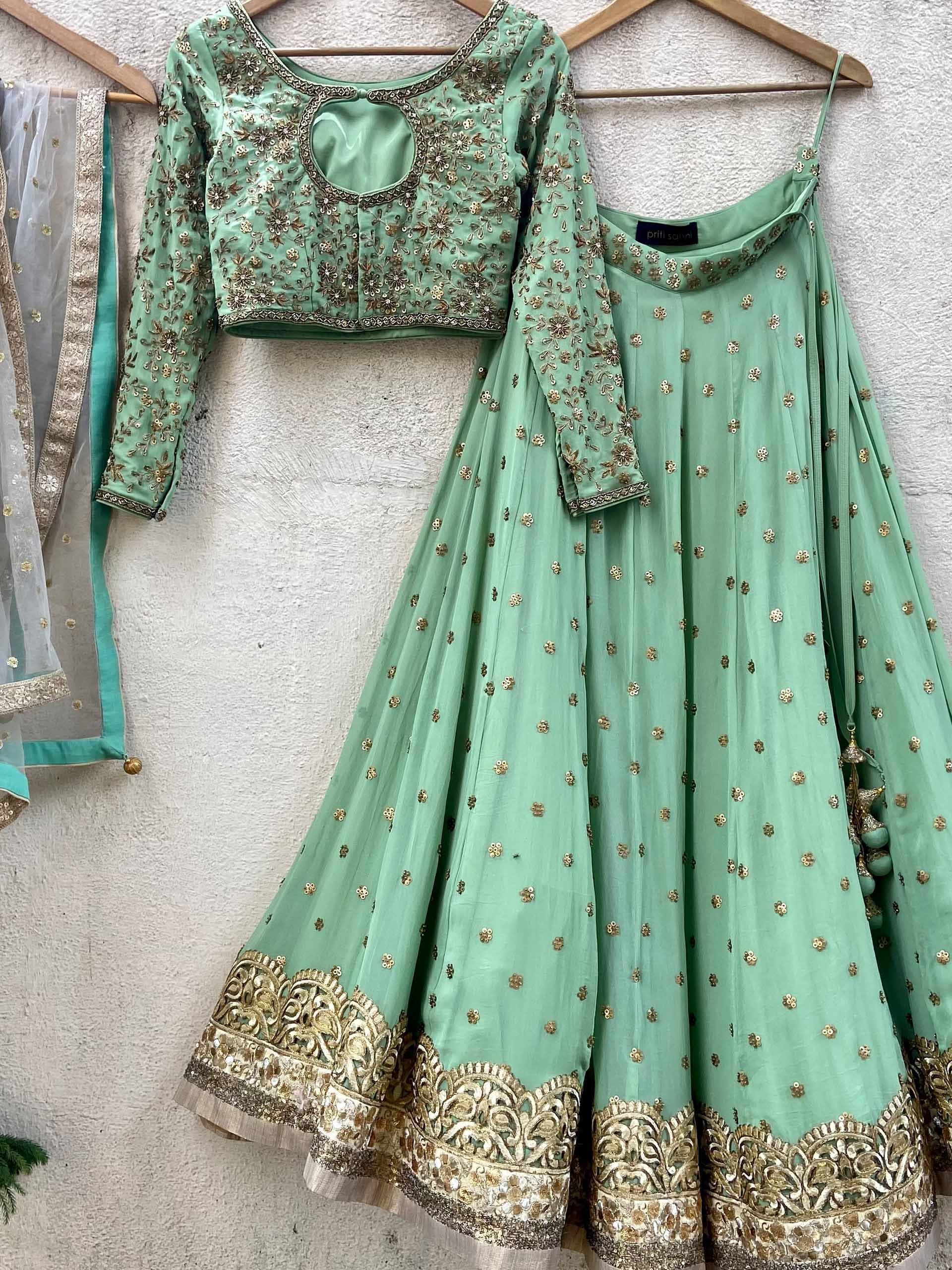 Sage Green Sharmily Sequin Lehenga Set image 1