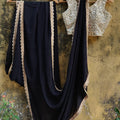Black Georgette Saree with Pearl and Mirror Work Blouse image 0