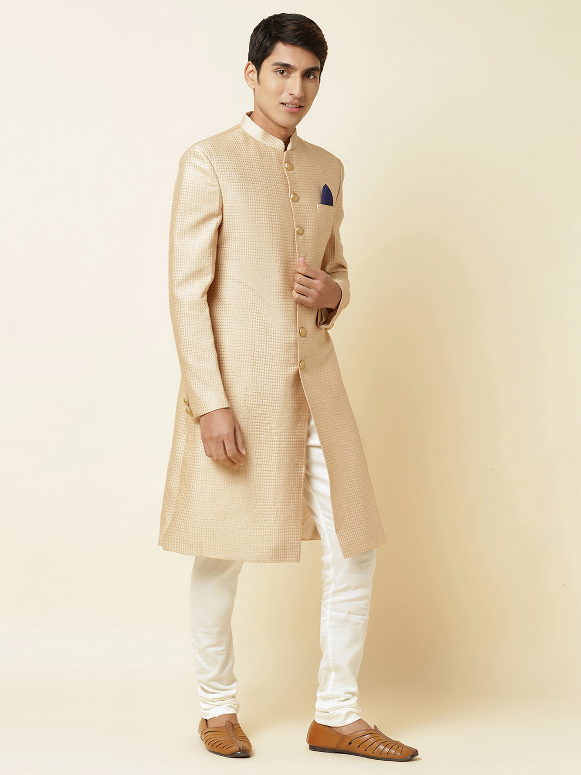 Beige Sherwani Set image 3