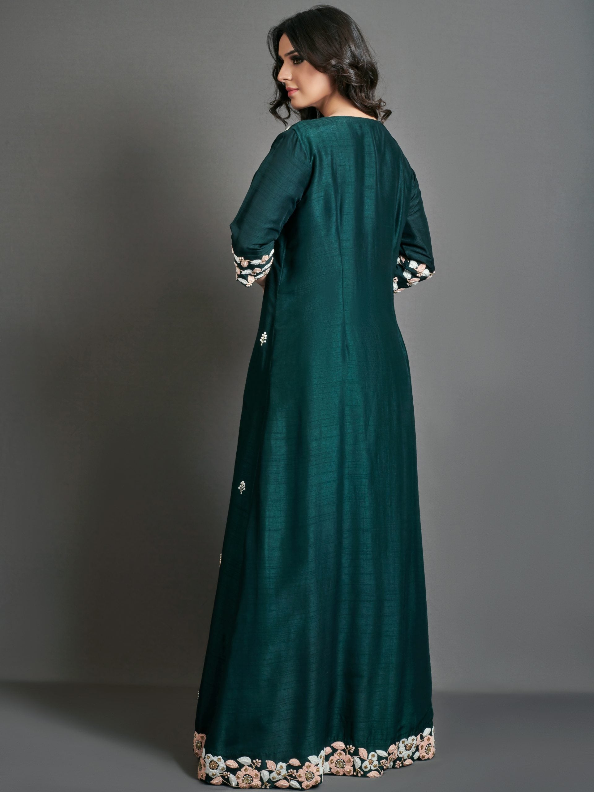Green And Peach Sharara Set image 3