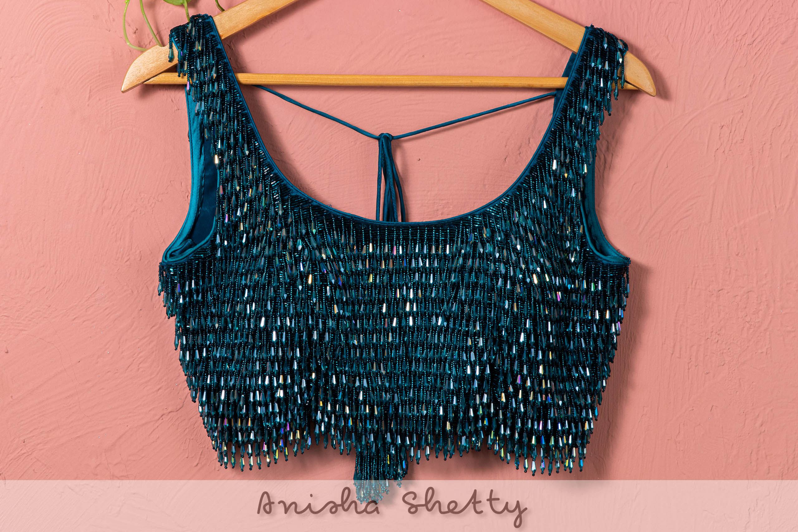Teal Blue Shimmer Lehenga Set image 3