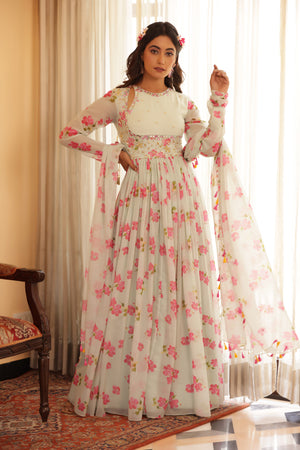 Floral Printed Chiffon Anarkali image 7