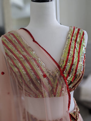 Peach Embroidered Lehenga Set image 2