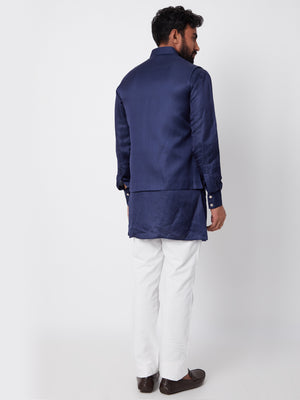 Navy Blue Bundi Jacket Set image 2