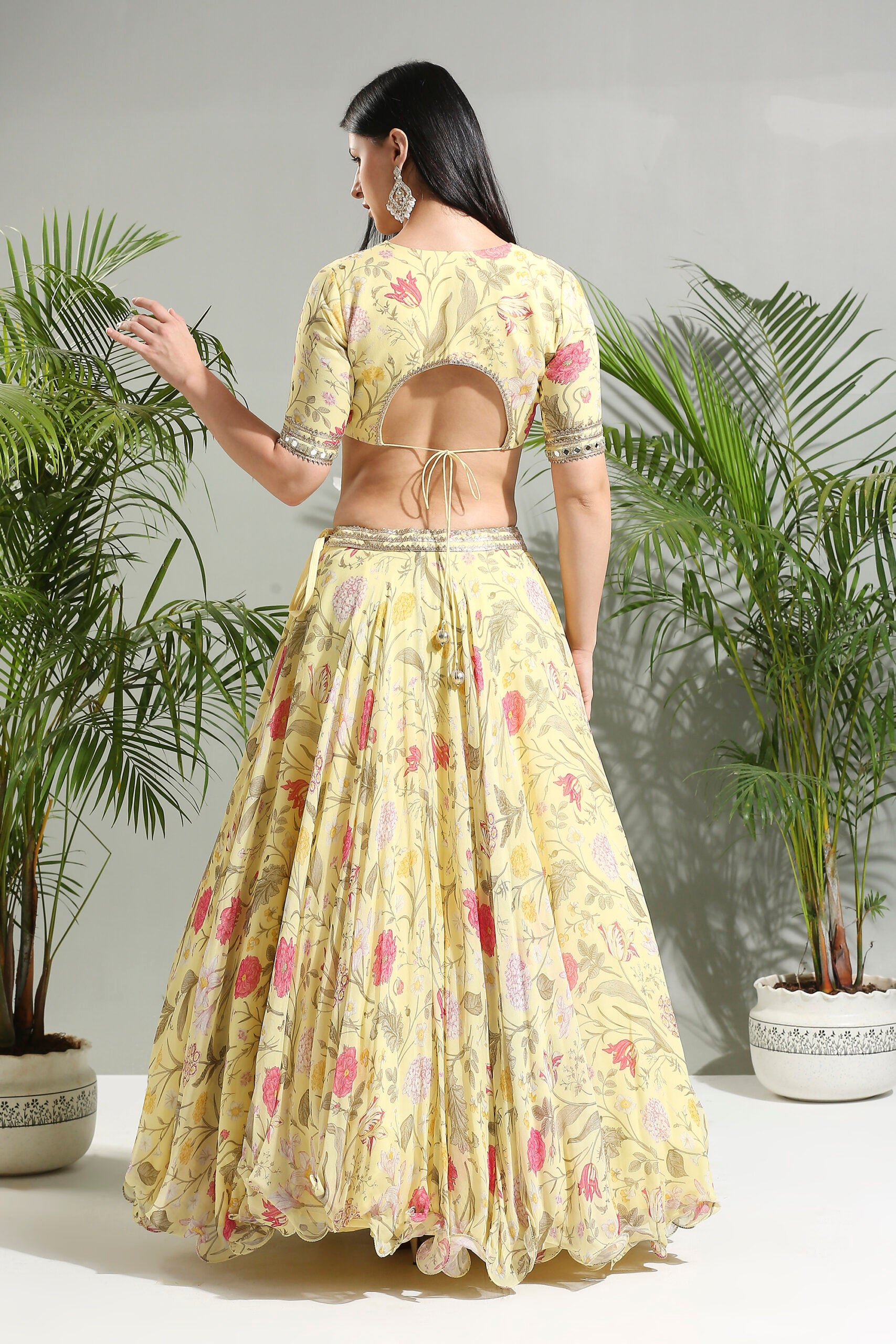 Yellow Floral Lehenga Set image 4