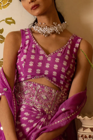 Purple Lotus Print Dress image 6
