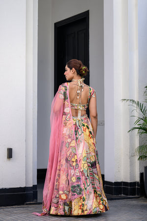 Flora Highlighted Lehenga Paidawn With Highlighted Blouse And Highlighted Applique Dupatta image 4