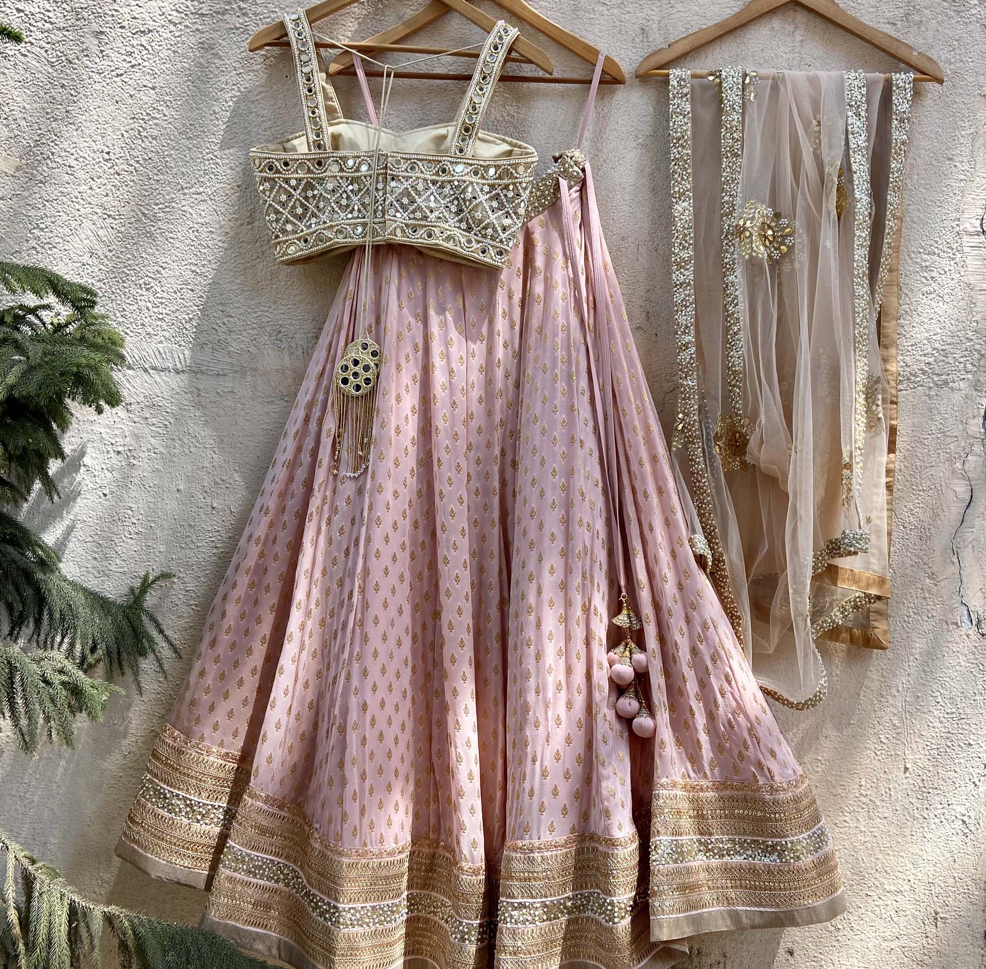 Nude Pink Lehenga Set with Nude Dupatta image 1