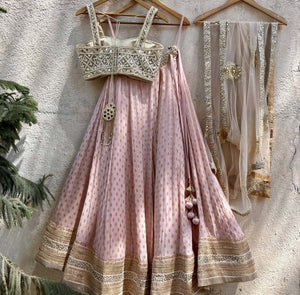 Nude Pink Lehenga Set with Nude Dupatta image 1