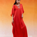 Scarlet Red Embroidered Kaftan image 0